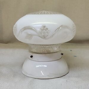 Vintage ceiling light fixture Art Deco glass globe ceramic base